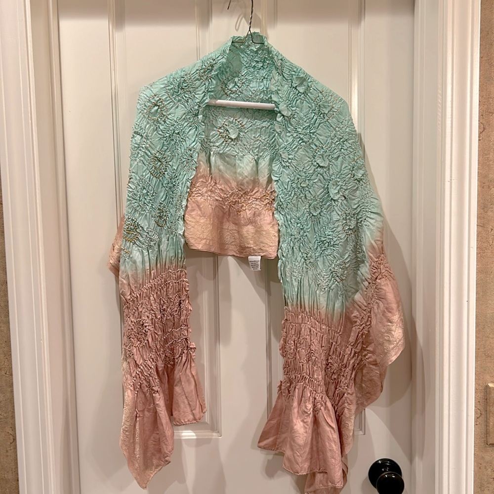 100% Silk Pink and Blue Wrap